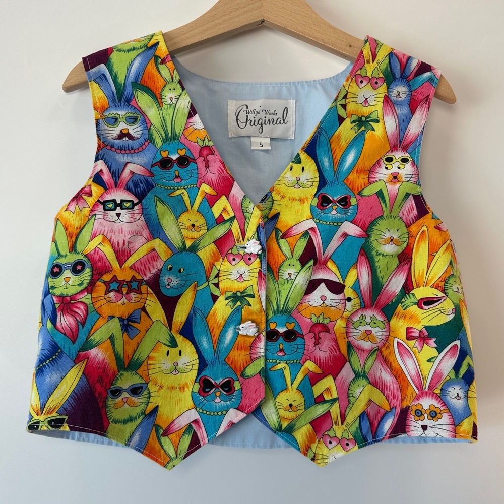 VTG Adorable Easter Bunnies Vest‎ Size 5 Willy’s Works Original Handmade